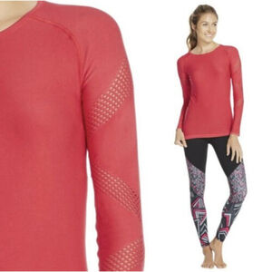 Fabletics Women's Katana Seamless Long Sleeve Compression Shirt Top Size M Red